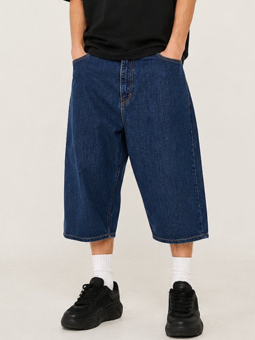 NWT Raw Blue Men’s Dark Wash Baggy Skater Cropped Jeans Urban Hip Hop 38x24